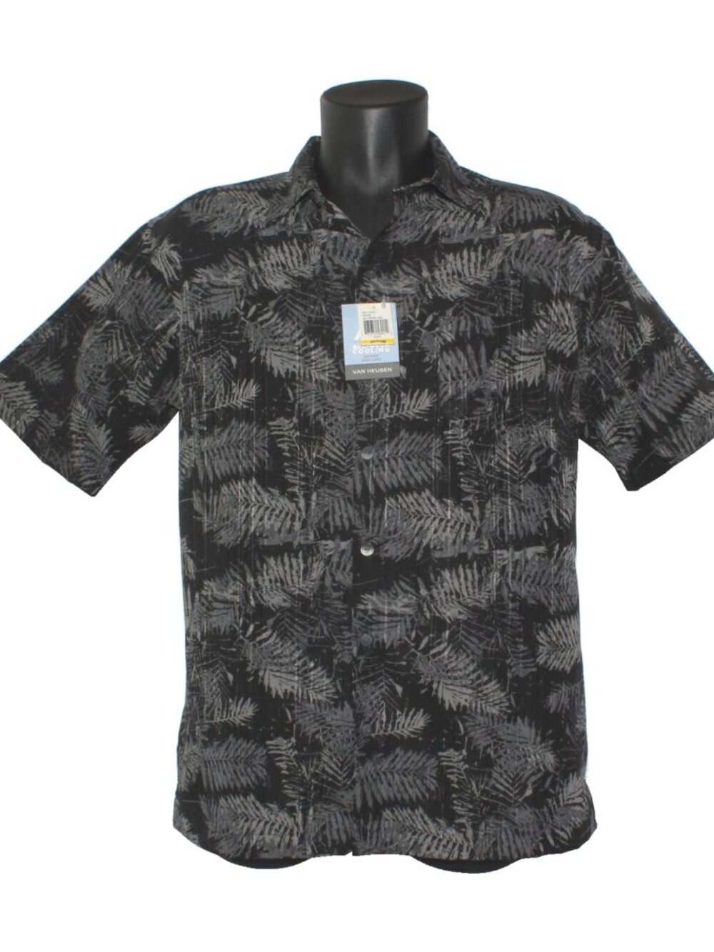 Van Heusen Men's Air Sandwash Palm Fronds Printed Woven Button-Down SS Shirt